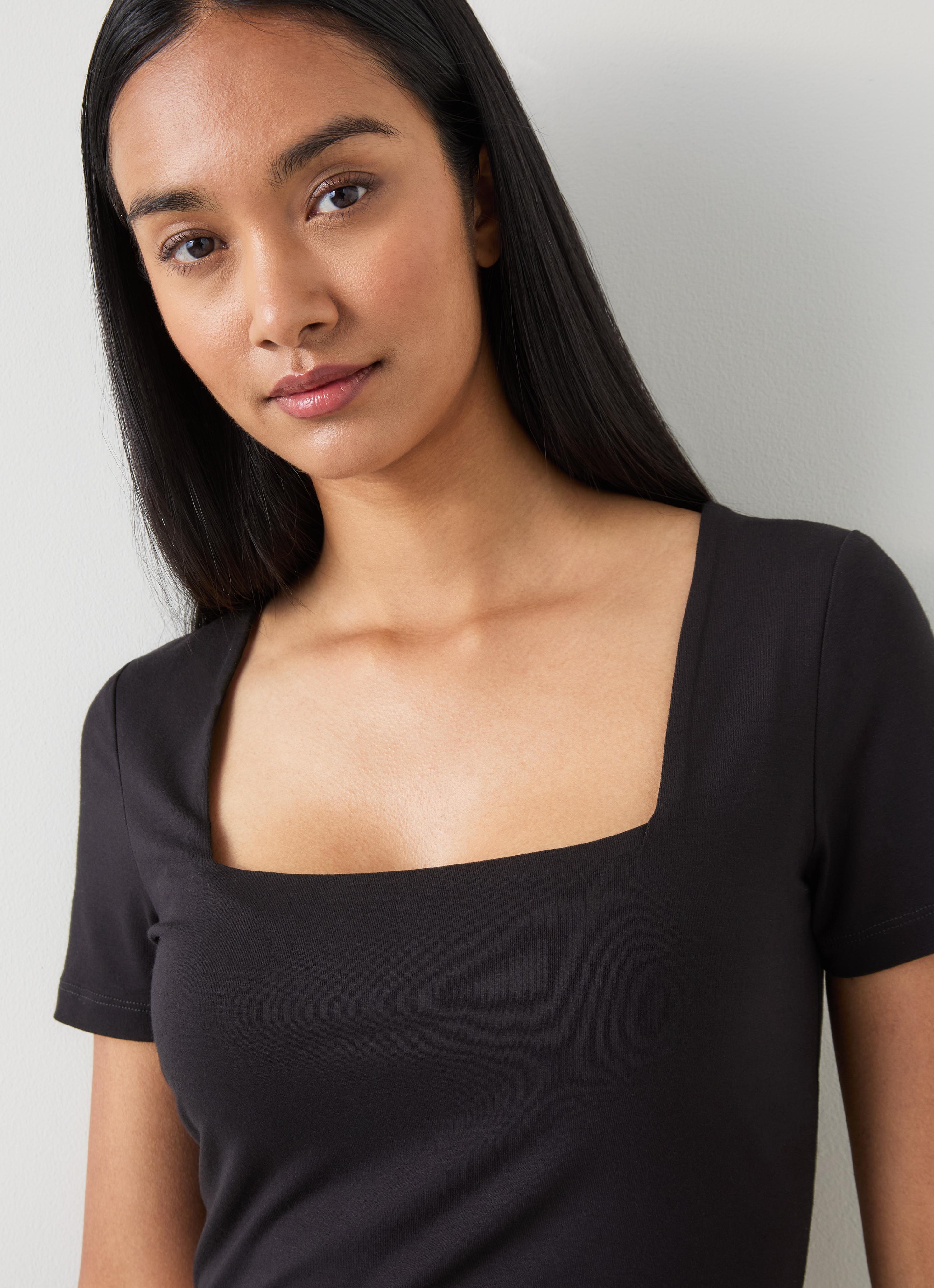 Tasha Black Jersey Square Neck Top | Clothing | Collections | L.K.